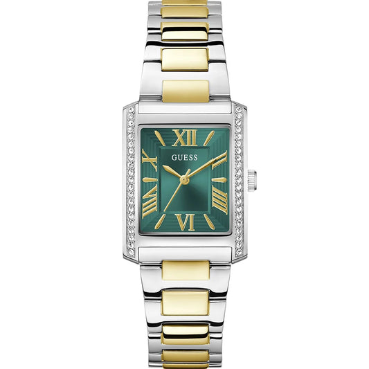 Guess Bonnie GW0874L2 Quartz "Emerald Green" Dial Silver & Golden-Tone Stainless Steel Chain Lady's Watch
