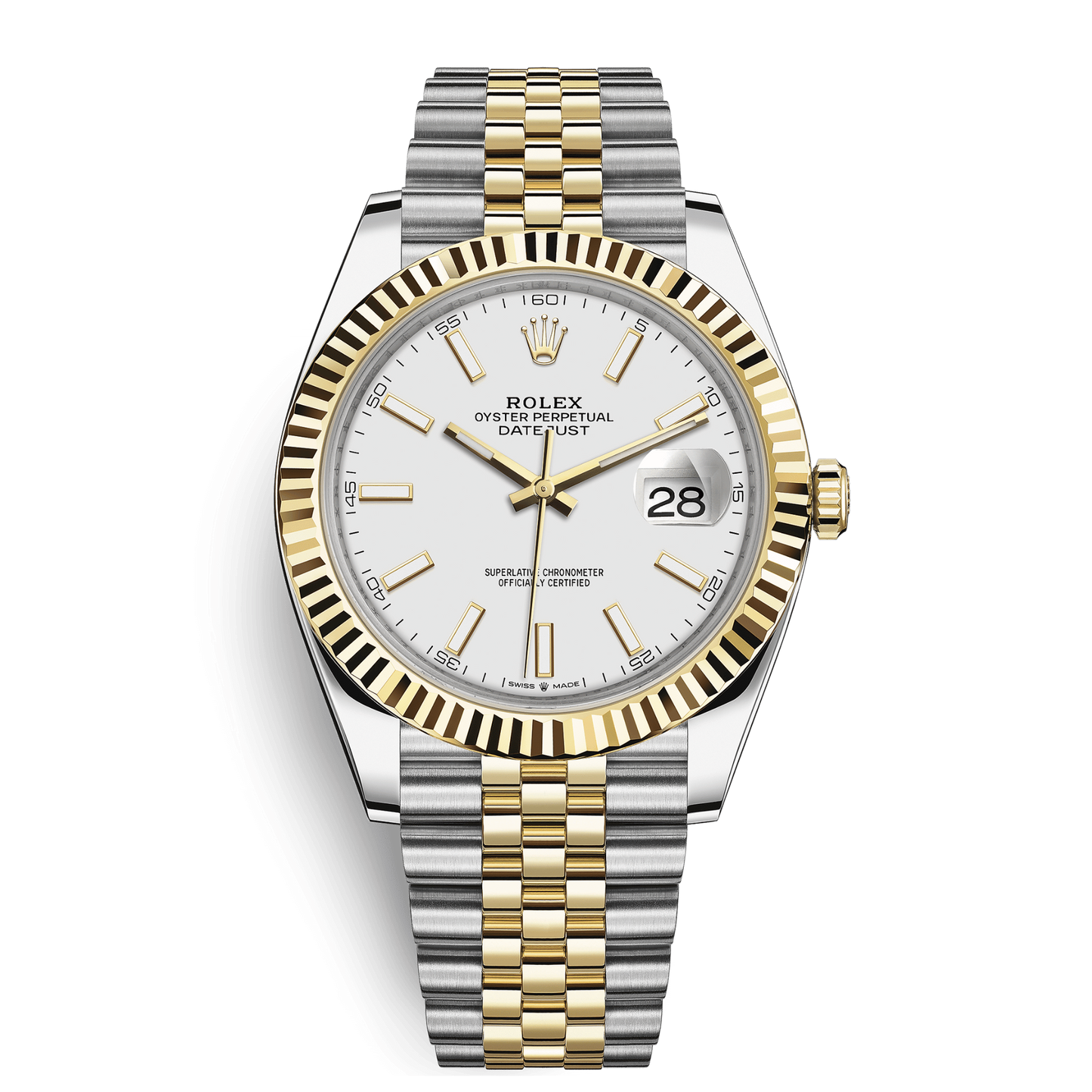 Rolex Datejust White Dial Oyster Perpetual Automatic Two-Tone Stainless Steel Chain Men’s Watch