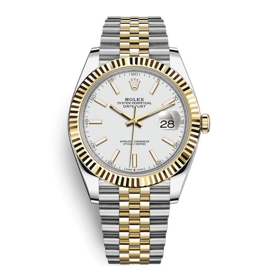 Rolex Datejust White Dial Oyster Perpetual Automatic Two-Tone Stainless Steel Chain Men’s Watch