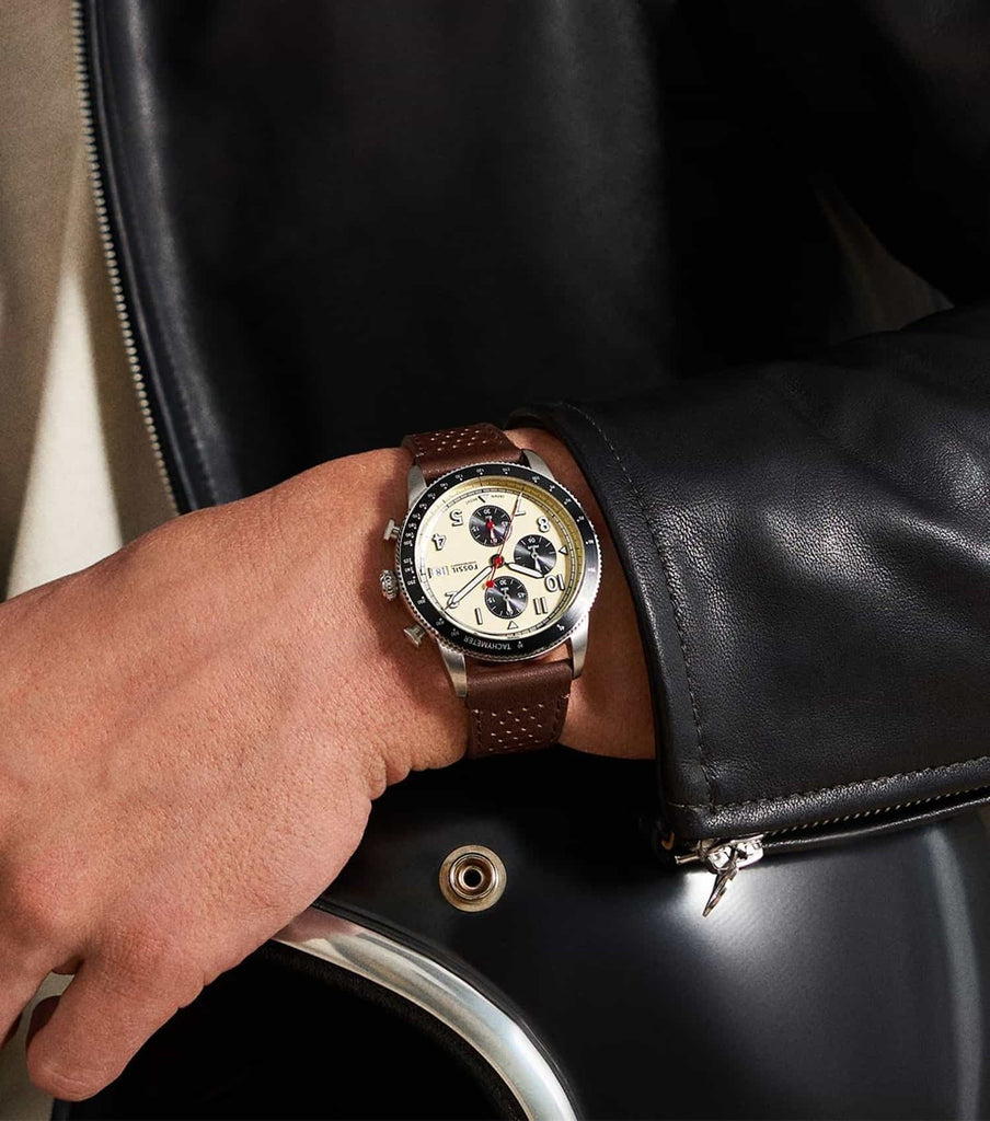 Fossil Sport Tourer FS6042 Chronograph Quartz Genuine Leather Strap Men’s Watch
