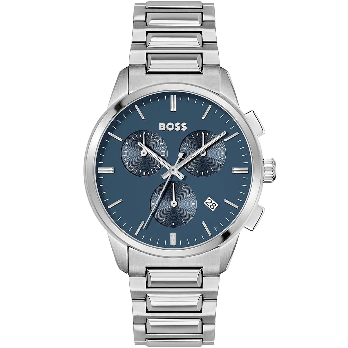 Hugo Boss Dapper HB1513927 Chronograph Quartz Blue Dial Stainless Steel Chain Men’s Watch