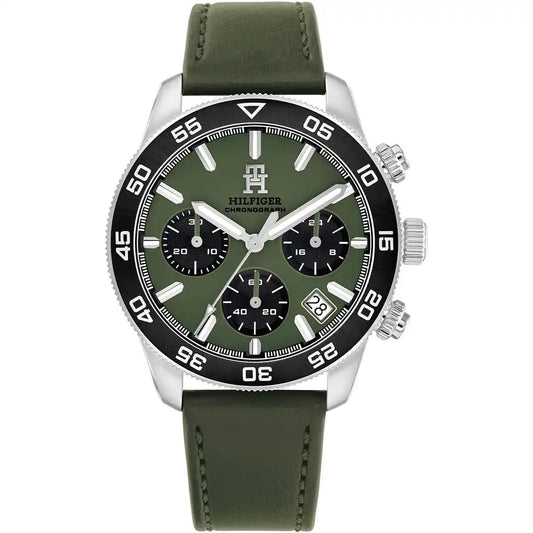 Tommy Hilfiger TH1792188 Chronograph Quartz Genuine Leather Green Belt Men’s Watch