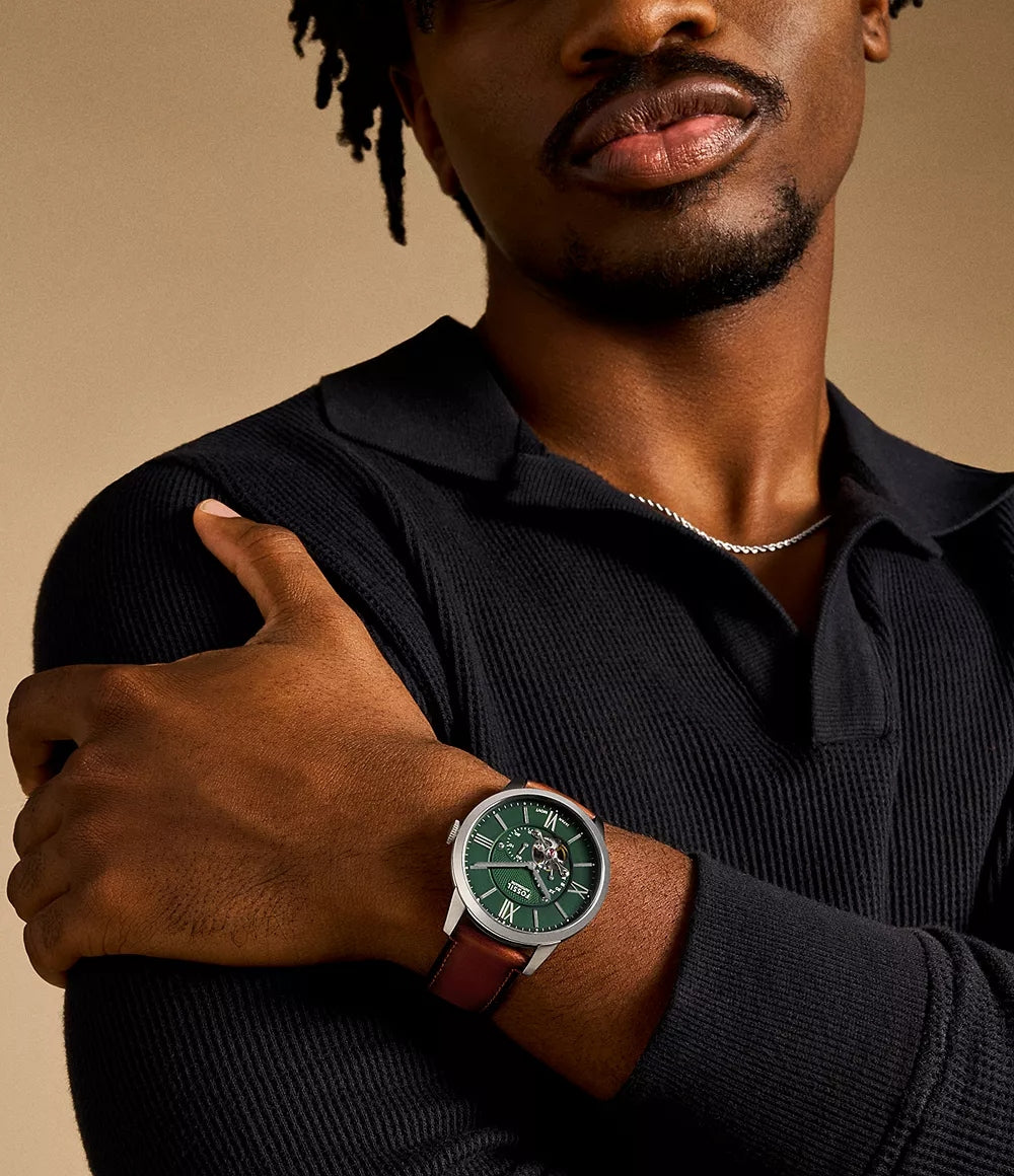 Fossil Townsman ME3265 Green Dial Automatic Genuine Leather Strap Men’s Watch