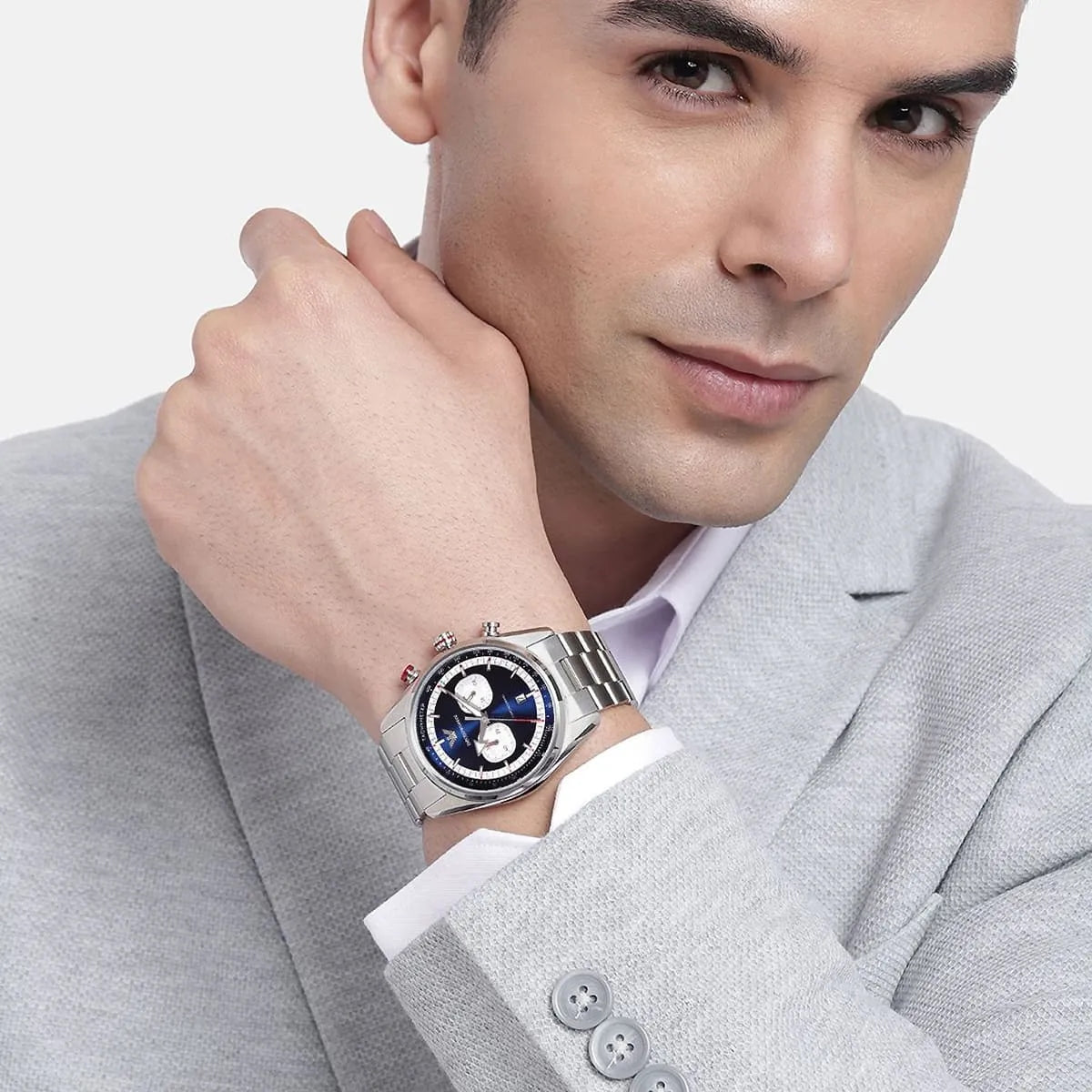 Emporio Armani Racer AR11676 Chronograph Quartz Blue Dial Stainless Steel Chain Men’s Watch