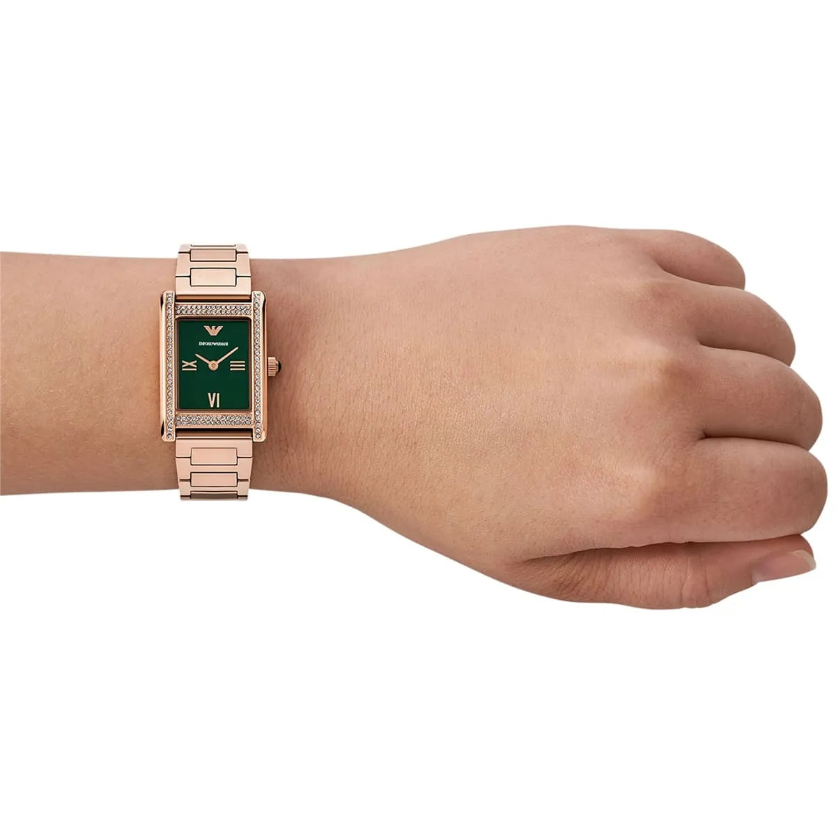 Emporio Armani Genni AR11641 Quartz Green Dial Stainless Steel Chain Lady’s Watch