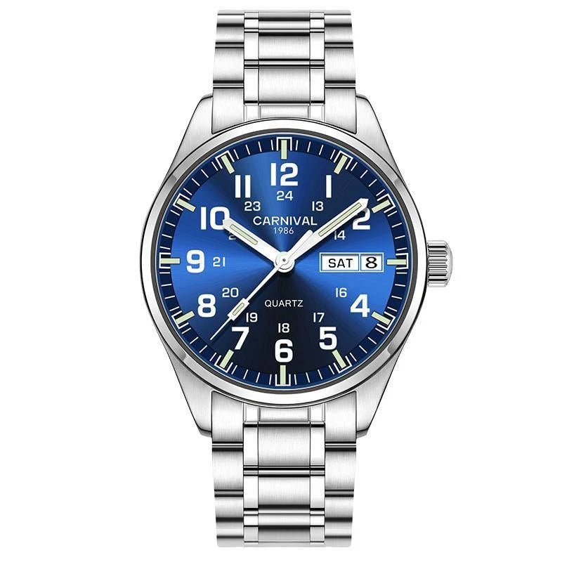 Carnival 8638G Series Quartz Black Dial Silver-Tone Stainless Steel Chain Men’s Watch