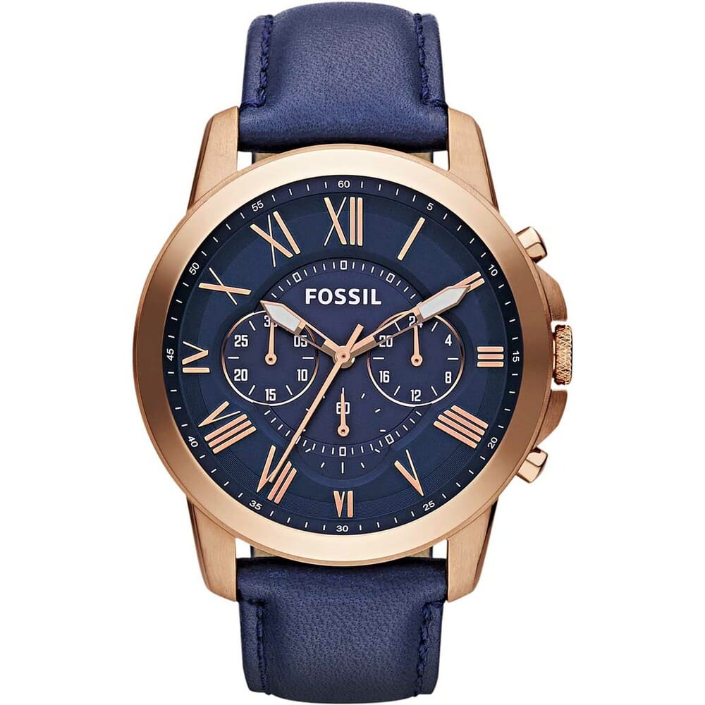 Fossil Grant FS4835 Chronograph Quartz Rose Gold-Tone Genuine Leather Strap Men’s Watch
