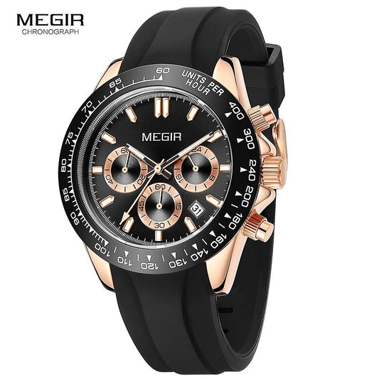 Megir MN8104GGD-BK-3 Chronograph Quartz Dualtone Silicone Strap Men’s watch