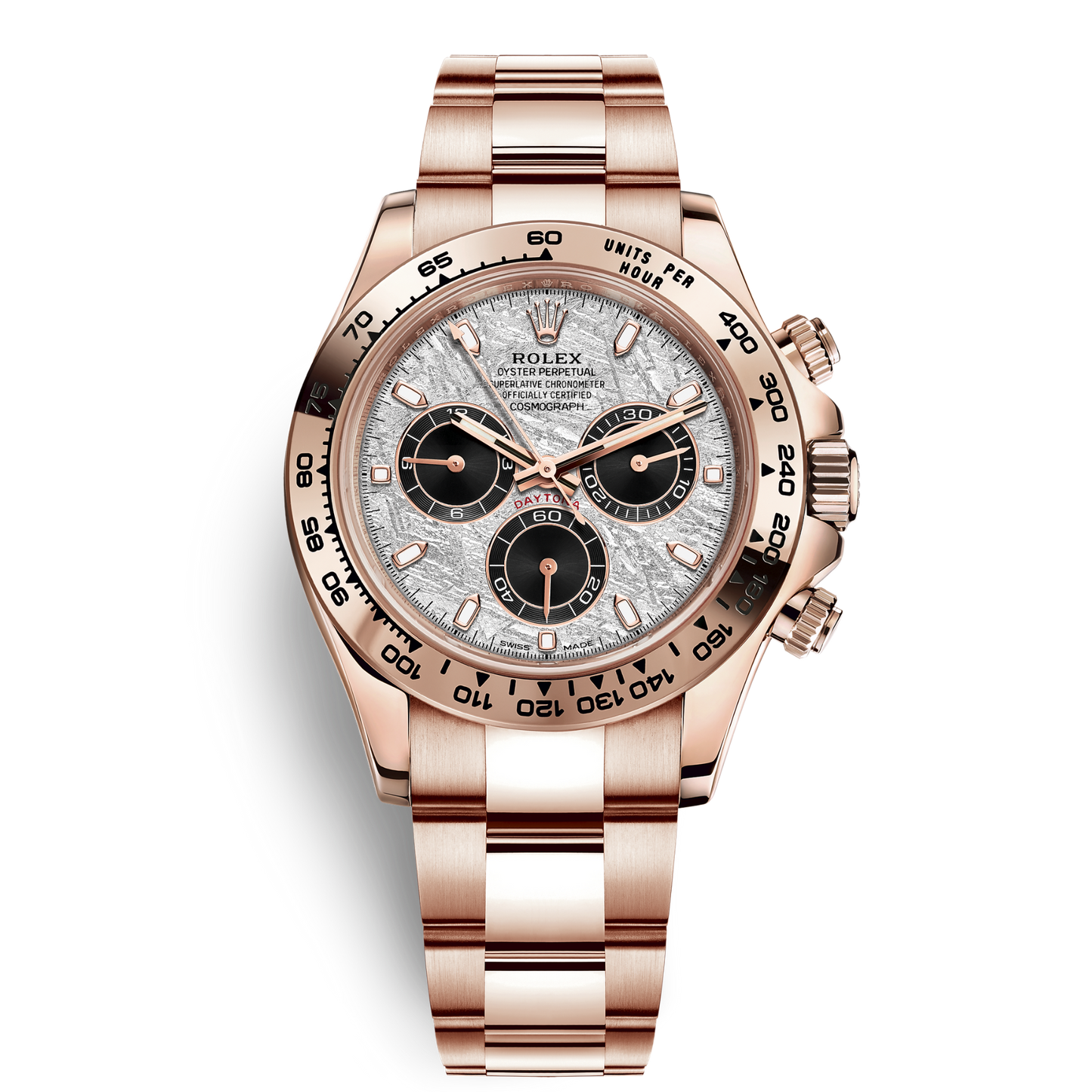 Rolex Daytona Meteorite Dial Full Rose Gold Oyster Perpetual Automatic Stainless Steel Chain Men’s Watch
