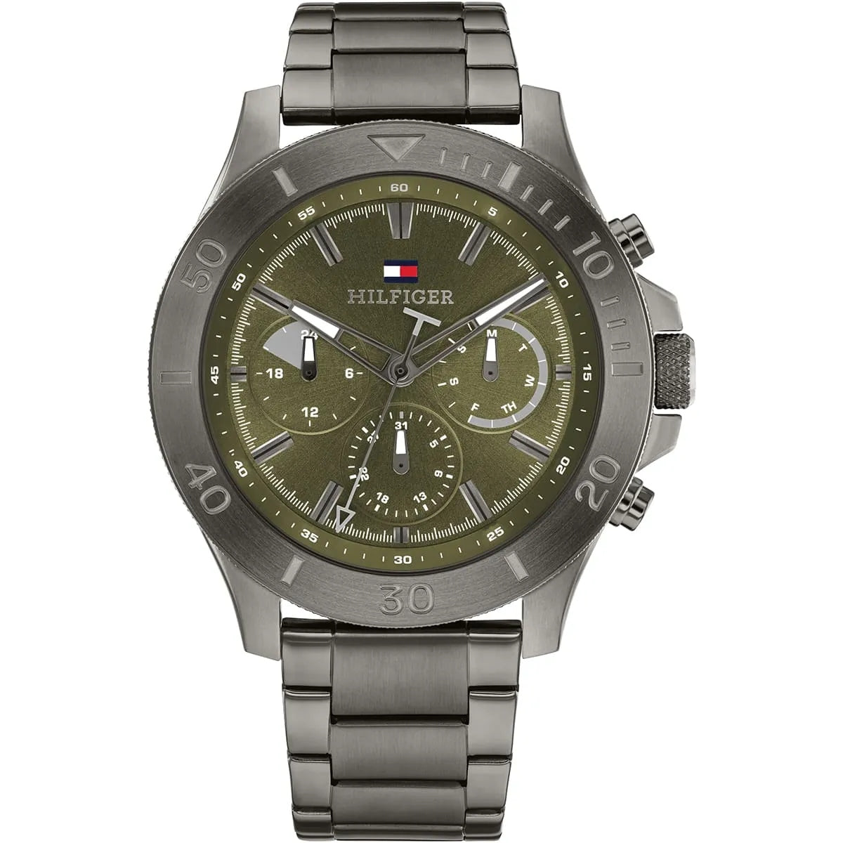 Tommy Hil-figer Bryan TH1792115 Green Dial Chronograph Quartz Stainless Steel Chain Men’s Watch