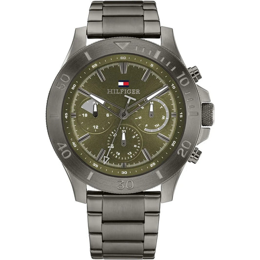 Tommy Hil-figer Bryan TH1792115 Green Dial Chronograph Quartz Stainless Steel Chain Men’s Watch