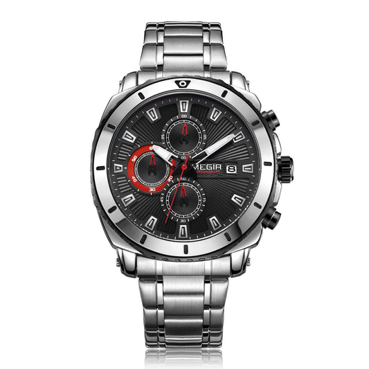 Megir MS2075G-1 Chronograph Quartz Silver Stainless Steel Chain Men’s watch