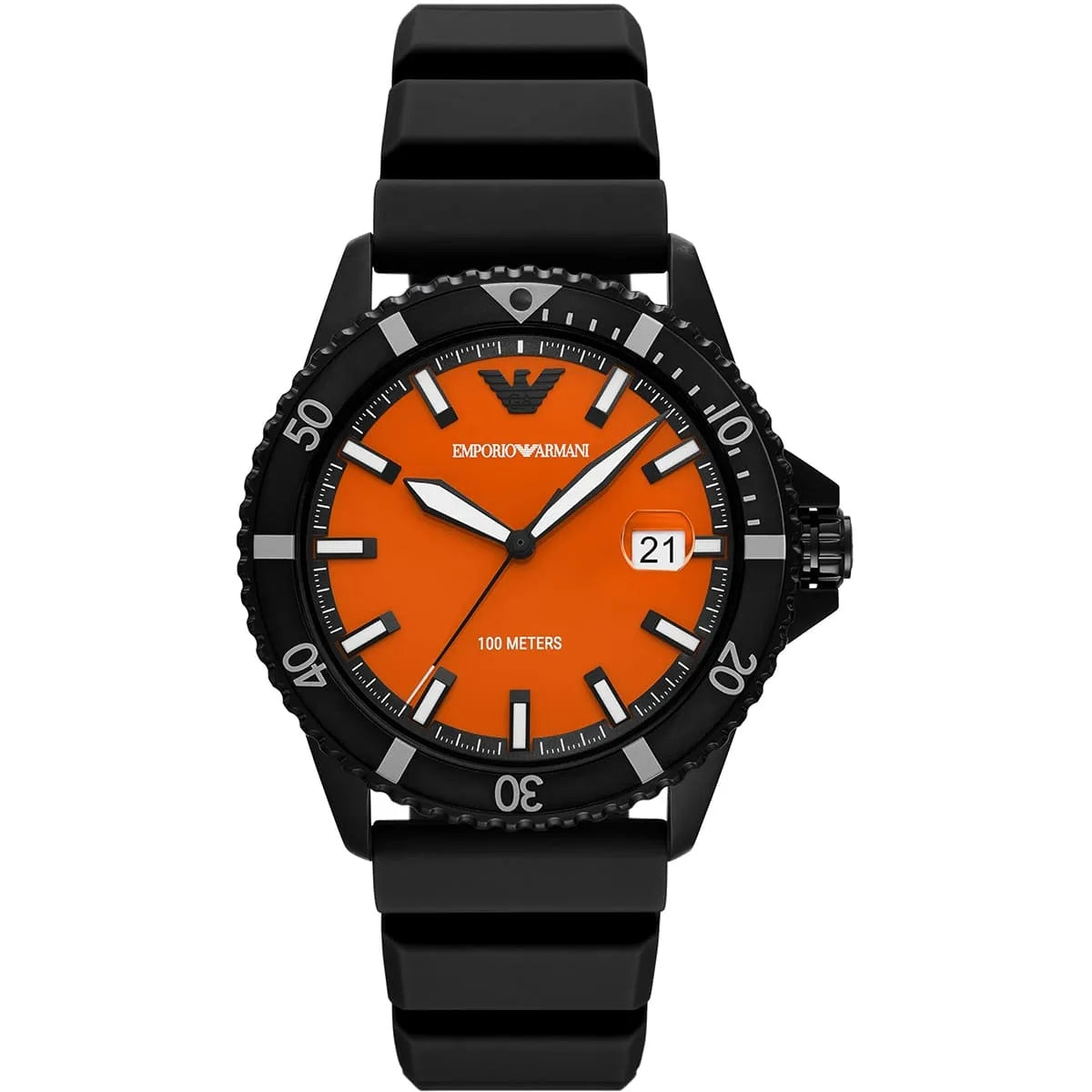 Emporio Armani World Explorer AR11684 Orange Dial Quartz Silicon Strap Men’s Watch