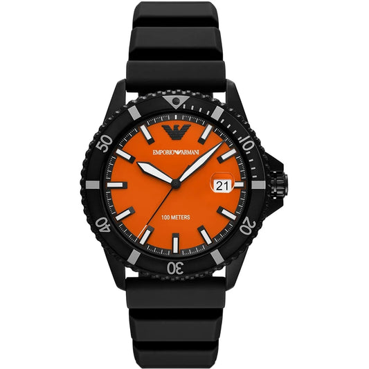 Emporio Armani World Explorer AR11684 Orange Dial Quartz Silicon Strap Men’s Watch