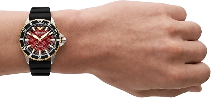 Emporio Armani AR60070 Automatic Black Silicon Strap Maroon Dial Men’s Watch
