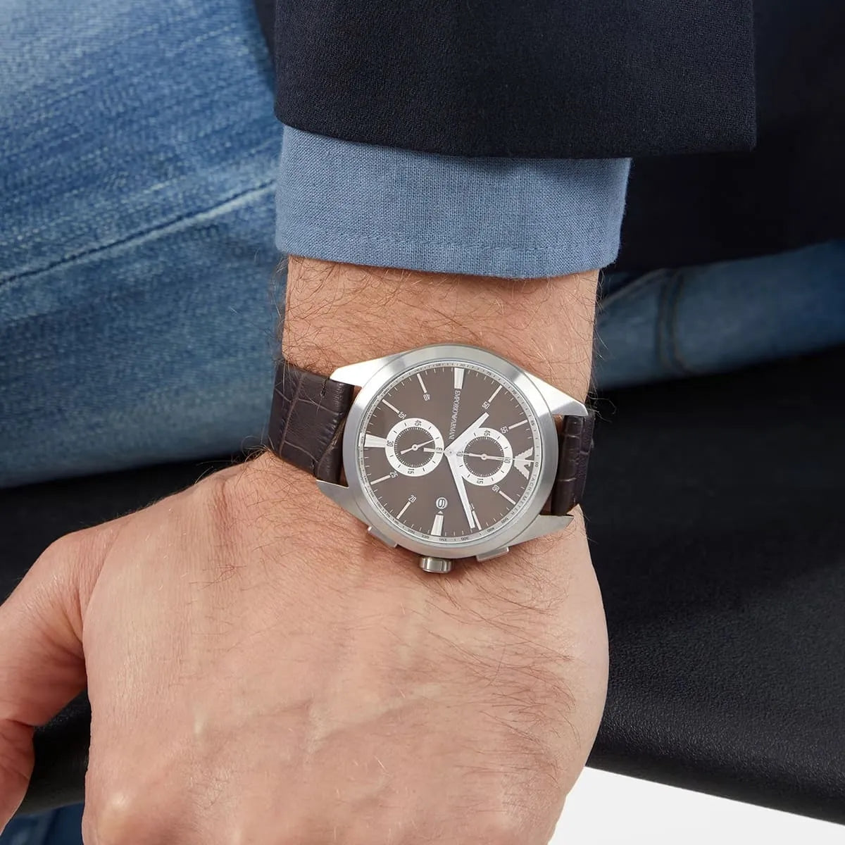 Emporio Armani Claudio AR11482 Chronograph Quartz Genuine Leather Strap Men’s Watch