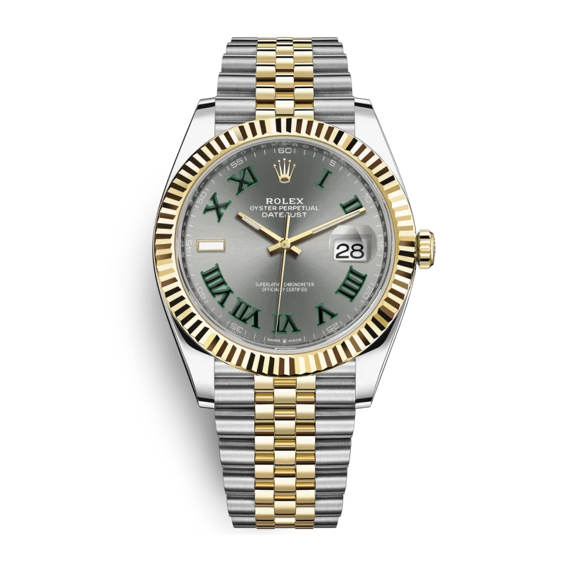 Rolex Datejust Wimbledon Oyster Perpetual Automatic Golden-Tone Stainless Steel Chain Men’s Watch