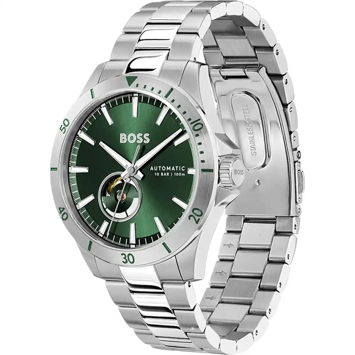 Hugo Boss Troper HB1514200 Automatic Green Dial Stainless Steel Chain Men’s Watch