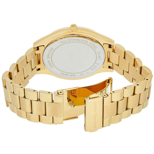 Michael Kors Slim Runway MK3435 Green Dial Quartz Golden Tone Stainless Steel Women’s Watch