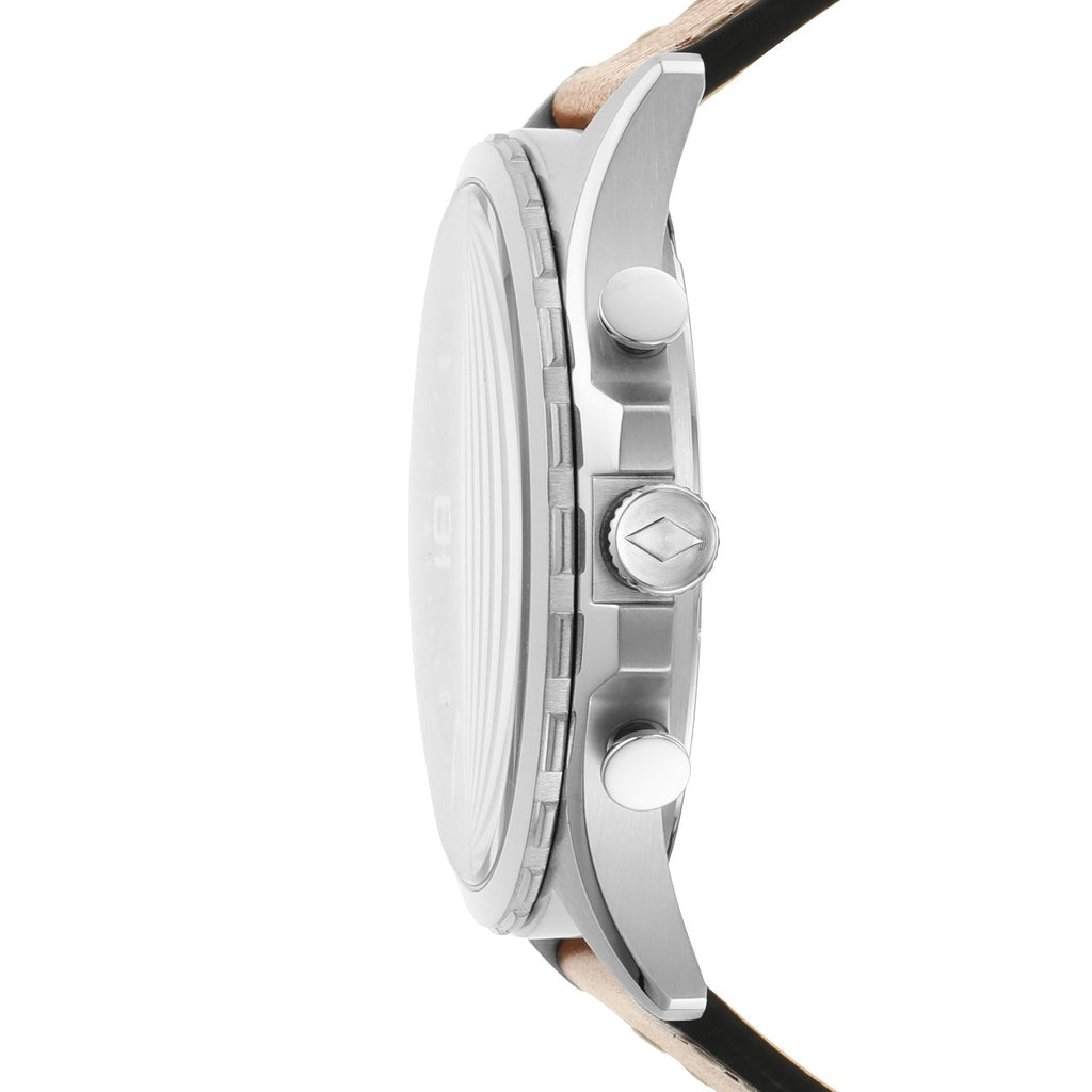 Fossil Forrester FS5696 Chronograph White Dial Quartz Genuine Leather Strap Men’s Watch