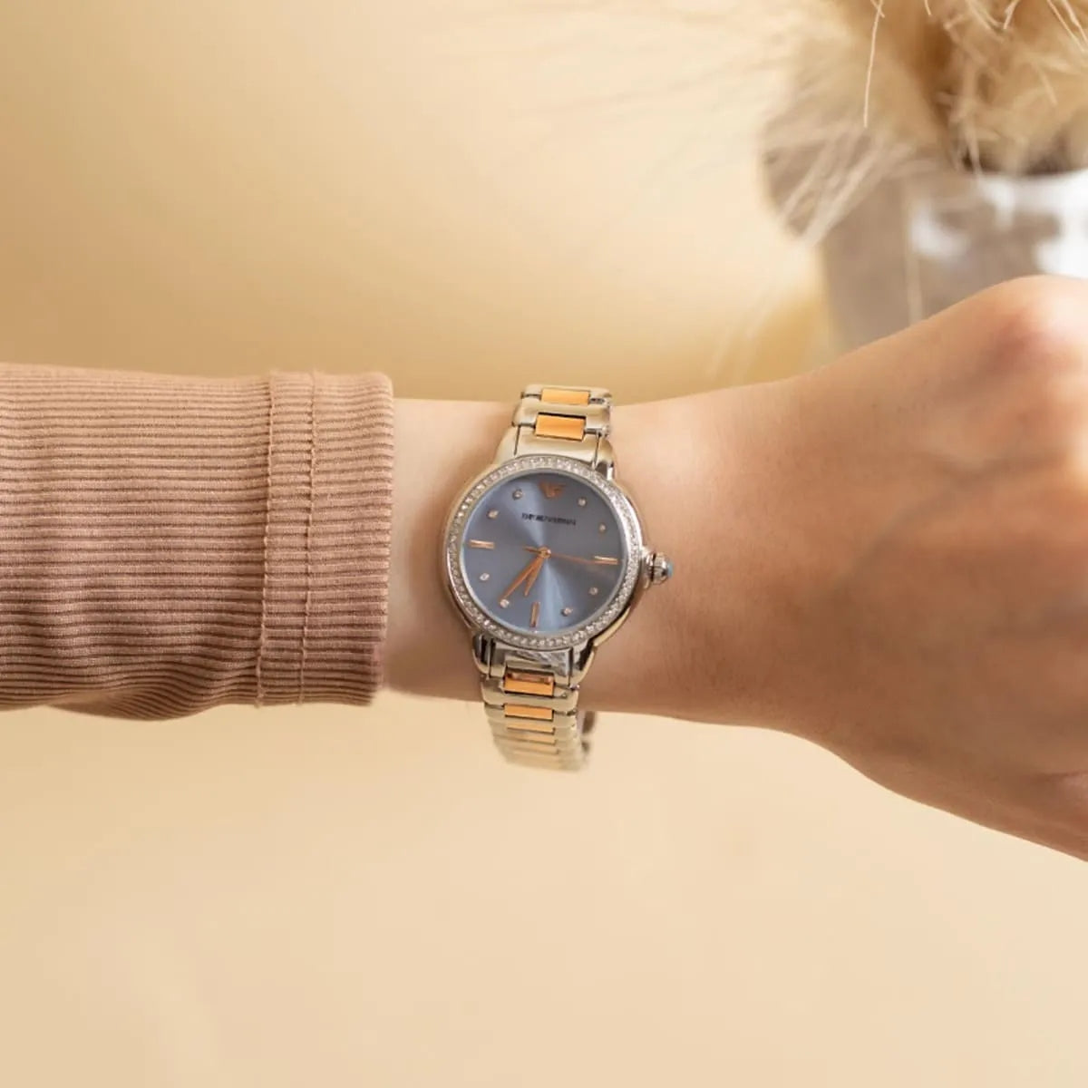 Emporio Armani Mia AR11597 Quartz Blue Dial Stainless Steel Chain Lady’s Watch