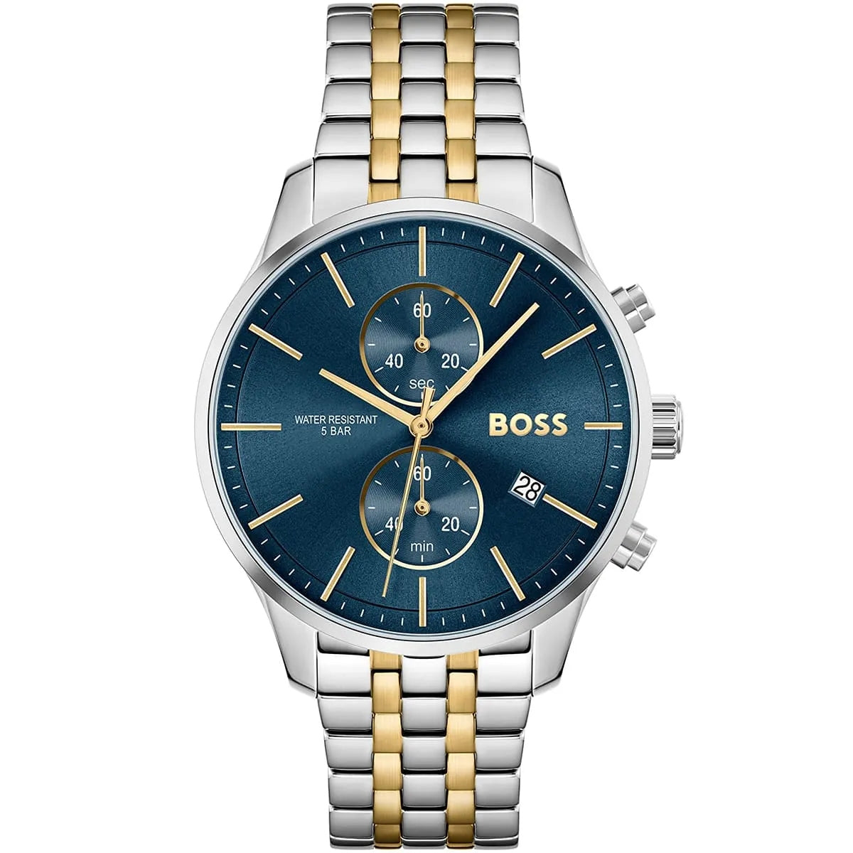Hugo Boss HB1513976 Chronograph Quartz Navy Blue Dial Stainless Steel Chain Men’s Watch