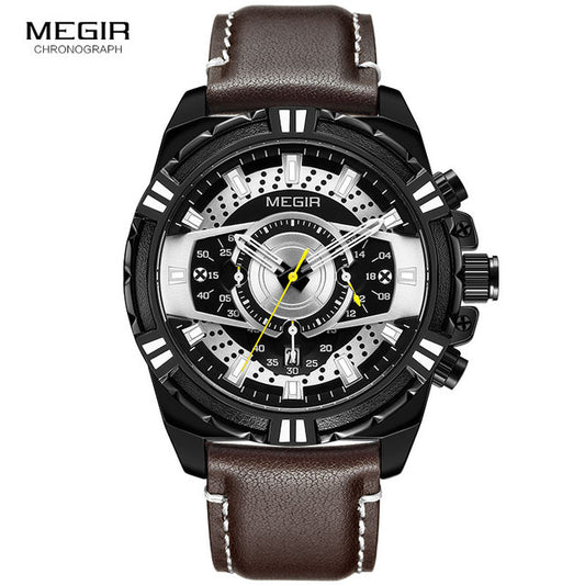 Megir ML2118GS-BEBK-2 Quartz Chronograph Brown Genuine Leather Strap Men’s watch