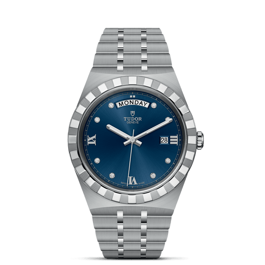 Tudor Royal Day-Date Automatic Blue Sunray Dial Stainless Steel Chain Euro Grade Men's Watch