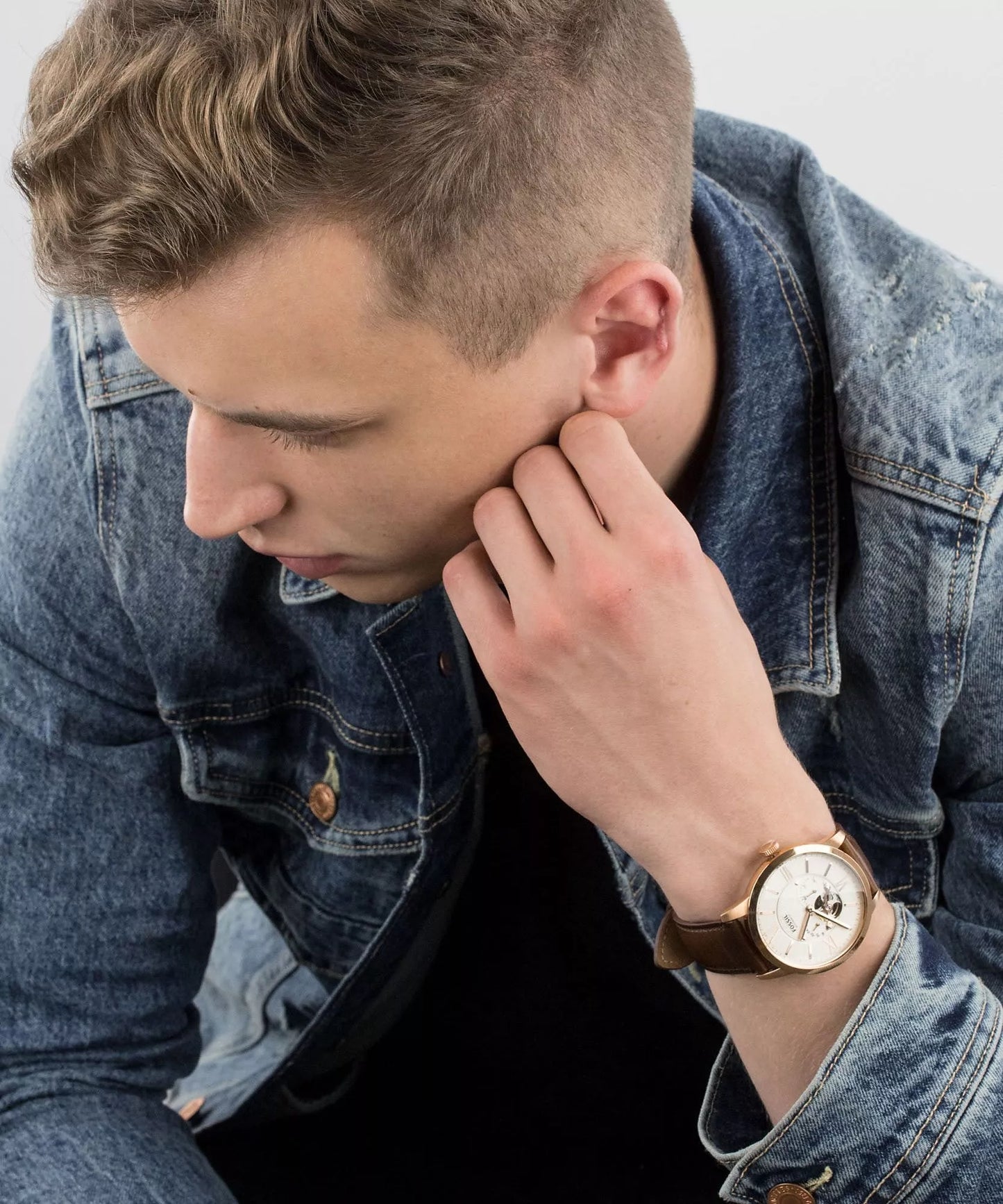 Fossil Townsman ME3105 White Dial Automatic Genuine Leather Strap Men’s Watch