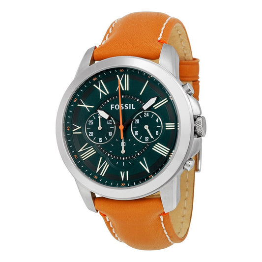 Fossil Grant FS4918 Green Dial Chronograph Quartz Genuine Leather Strap Men’s Watch
