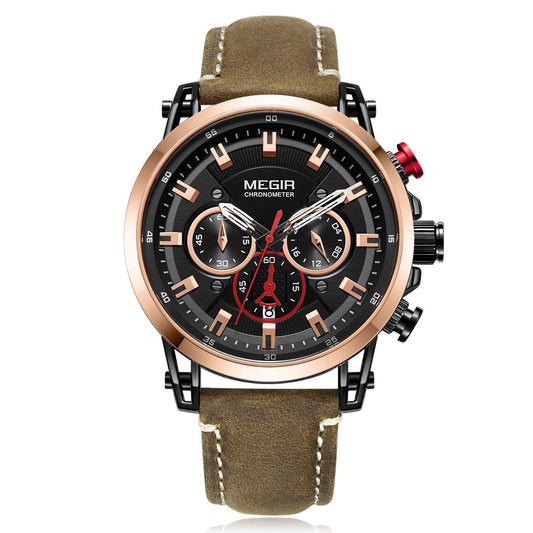 Megir ML2085GB-REBN-1N0 Chronograph Quartz Brown Genuine Leather Men’s watch