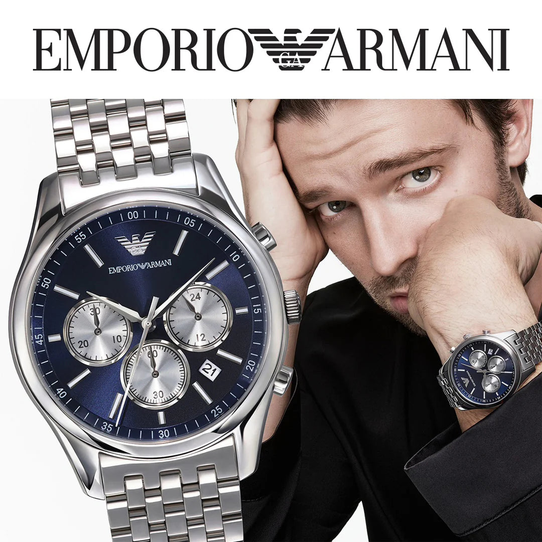 Emporio Armani Antonio AR11582 Chronograph Quartz Blue Dial Stainless Steel Chain Men’s Watch
