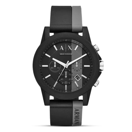 Armani Exchange Outerbanks AX1331 Chronograph Quartz Black Dial Silicon Strap Men’s Watch