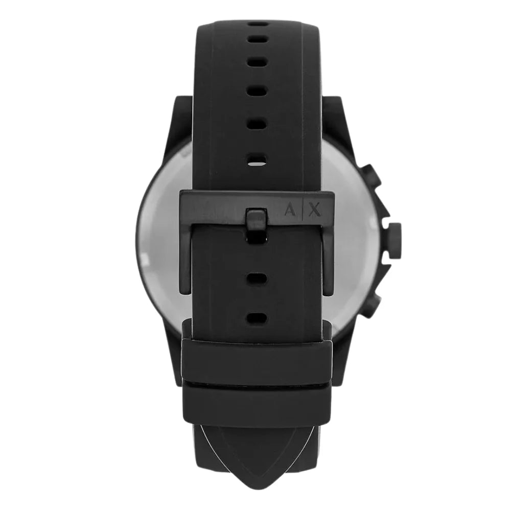 Armani Exchange Outerbanks AX1343 Chronograph Quartz Full Black-Tone Stainless Steel Silicon Strap Men’s Watch