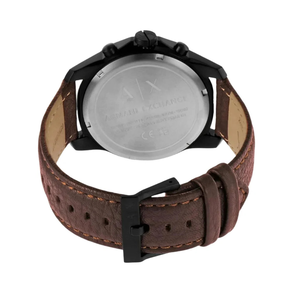 Armani Exchange Outerbanks AX1732 Chronograph Quartz Black Dial Genuine Leather Strap Men’s Watch