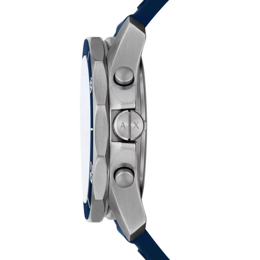 Armani Exchange Spencer AX1960 Chronograph Quartz Blue Dial Stainless Steel Silicon Strap Men’s Watch