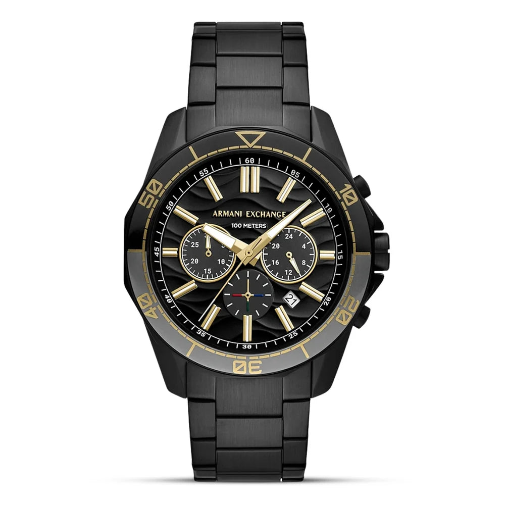 Armani Exchange Spencer AX1963 Chronograph Quartz Black Dial Full Black-Tone Stainless Steel Chain Men’s Watch