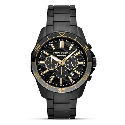 Armani Exchange Spencer AX1963 Chronograph Quartz Black Dial Full Black-Tone Stainless Steel Chain Men’s Watch