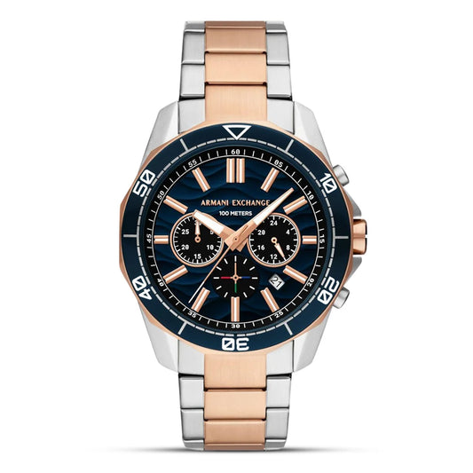 Armani Exchange Spencer AX1965 Chronograph Quartz Blue Dial Two-Tone Stainless Steel Chain Men’s Watch