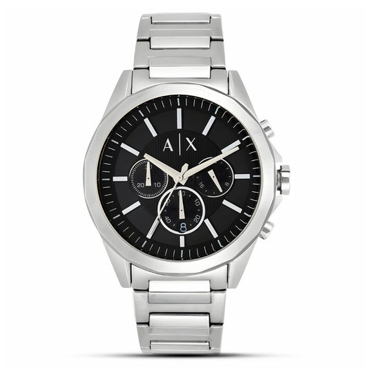 Armani Exchange Drexler AX2600 Chronograph Quartz Black Dial Silver-Tone Stainless Steel Chain Men’s Watch