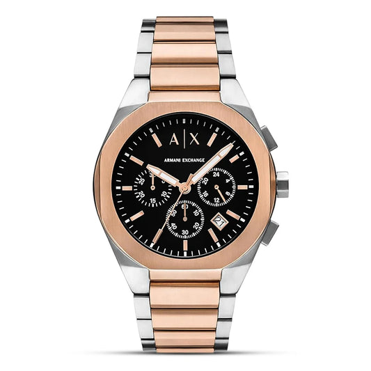 Armani Exchange Rafael AX4181 Chronograph Quartz Black Dial Two-Tone Stainless Steel Chain Men’s Watch