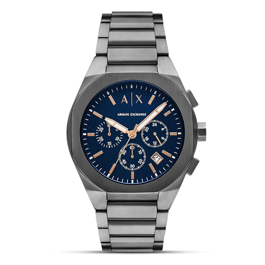 Armani Exchange Rafael AX4182 Chronograph Blue Dial Gun Metal Case & Chain Men’s Watch