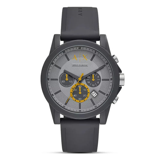 Armani Exchange Outerbanks AX7123 Chronograph Quartz Full Gray-Tone Stainless Steel Silicon Strap Men’s Watch