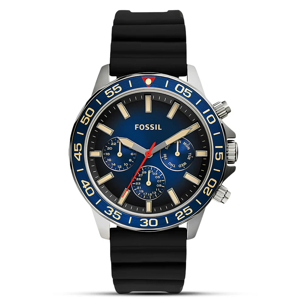 Fossil Bannon BQ2772 Chronograph Quartz Smokey Blue Dial Silicon Strap Men’s Watch