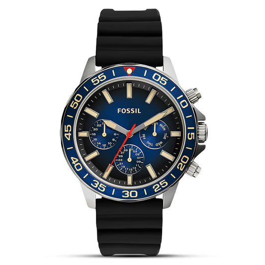 Fossil Bannon BQ2772 Chronograph Quartz Smokey Blue Dial Silicon Strap Men’s Watch