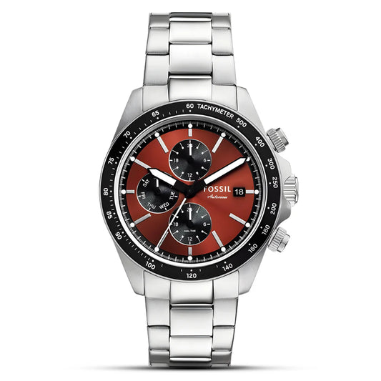 Fossil Autocross BQ2895 Chronograph Quartz Red Dial Stainless Steel Chain Men’s Watch