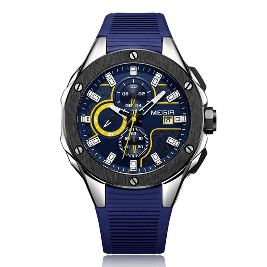 Megir MN2053GBE-2N13 Chronograph Quartz Blue Silicone Strap Men’s watch
