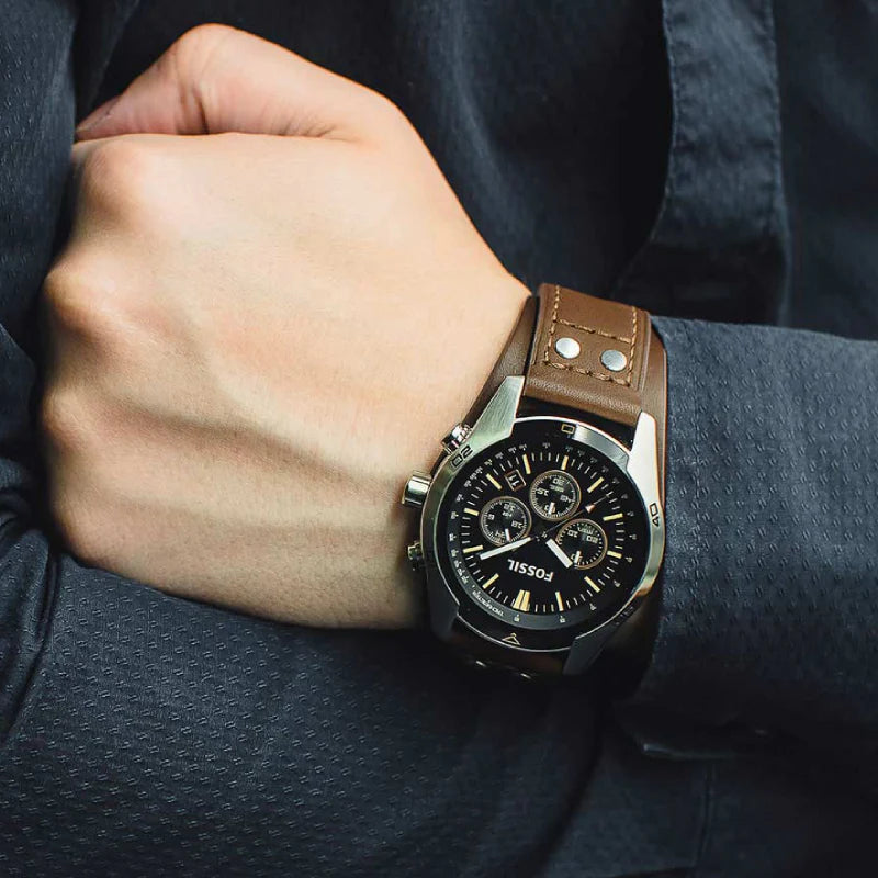 Fossil CH2891 Coachman Quartz Black Dial Genuine Leather Men’s Watch