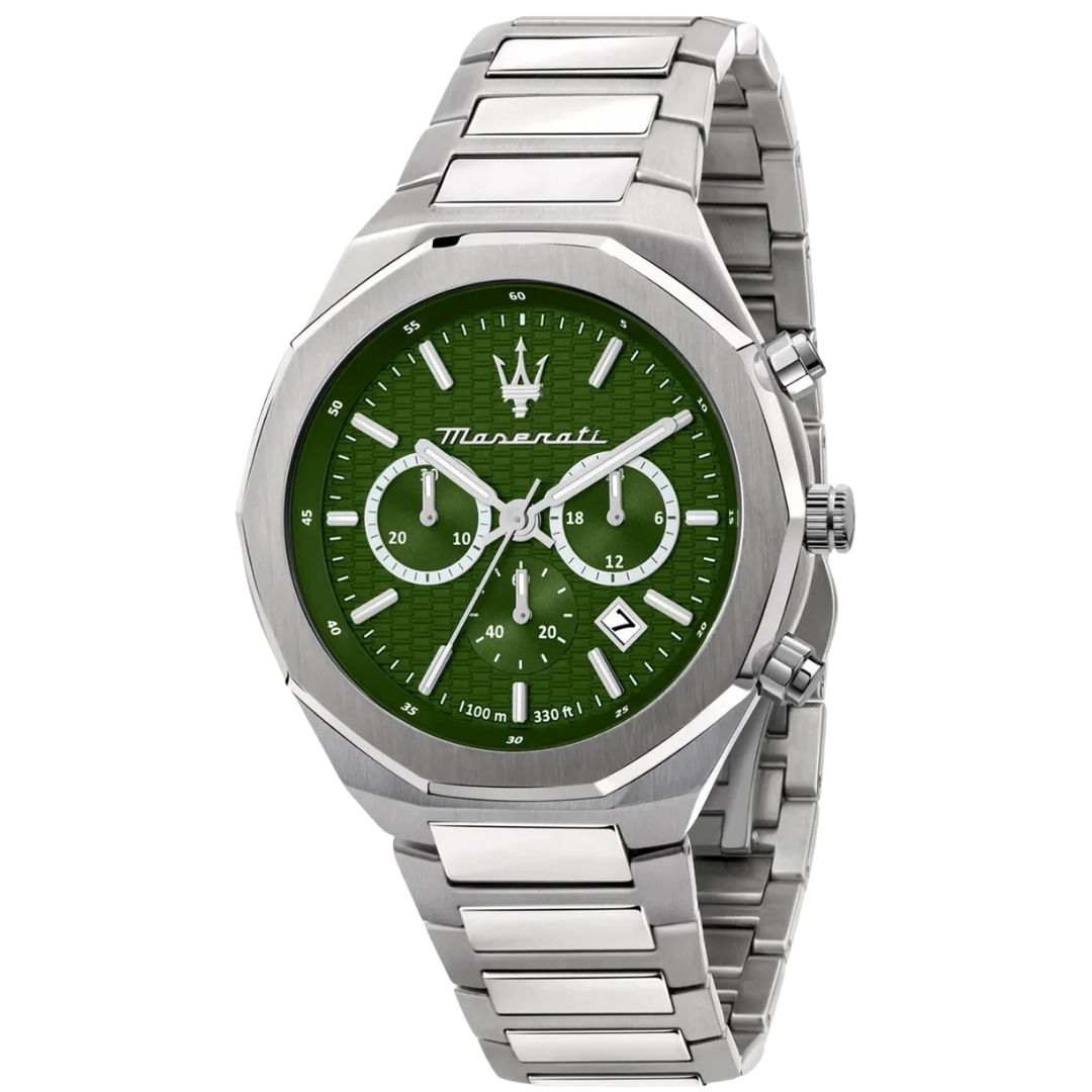Maserati Stile R8873642011 Chronograph Quartz Green Dial Stainless Steel Chain Men’s Watch