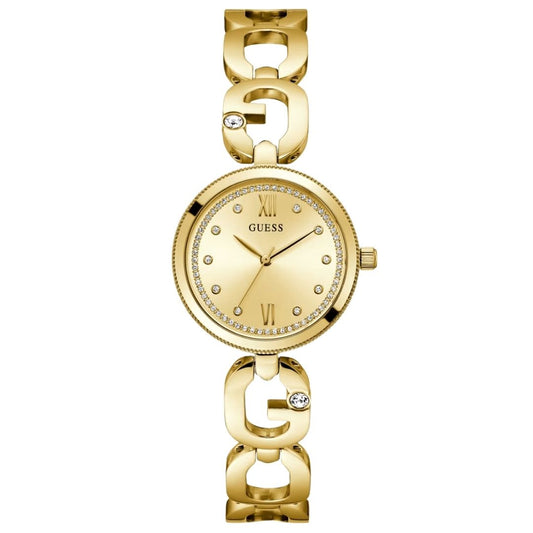 Guess Empower GW0759L2 Quartz Full Golden-Tone Stainless Steel "G-Shape links Bracelet" Lady's Watch